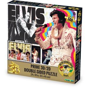 Elvis Presley contains 500pc 24x18 in 3D/2D Double-Sided Puzzle  COLLECTIBLES